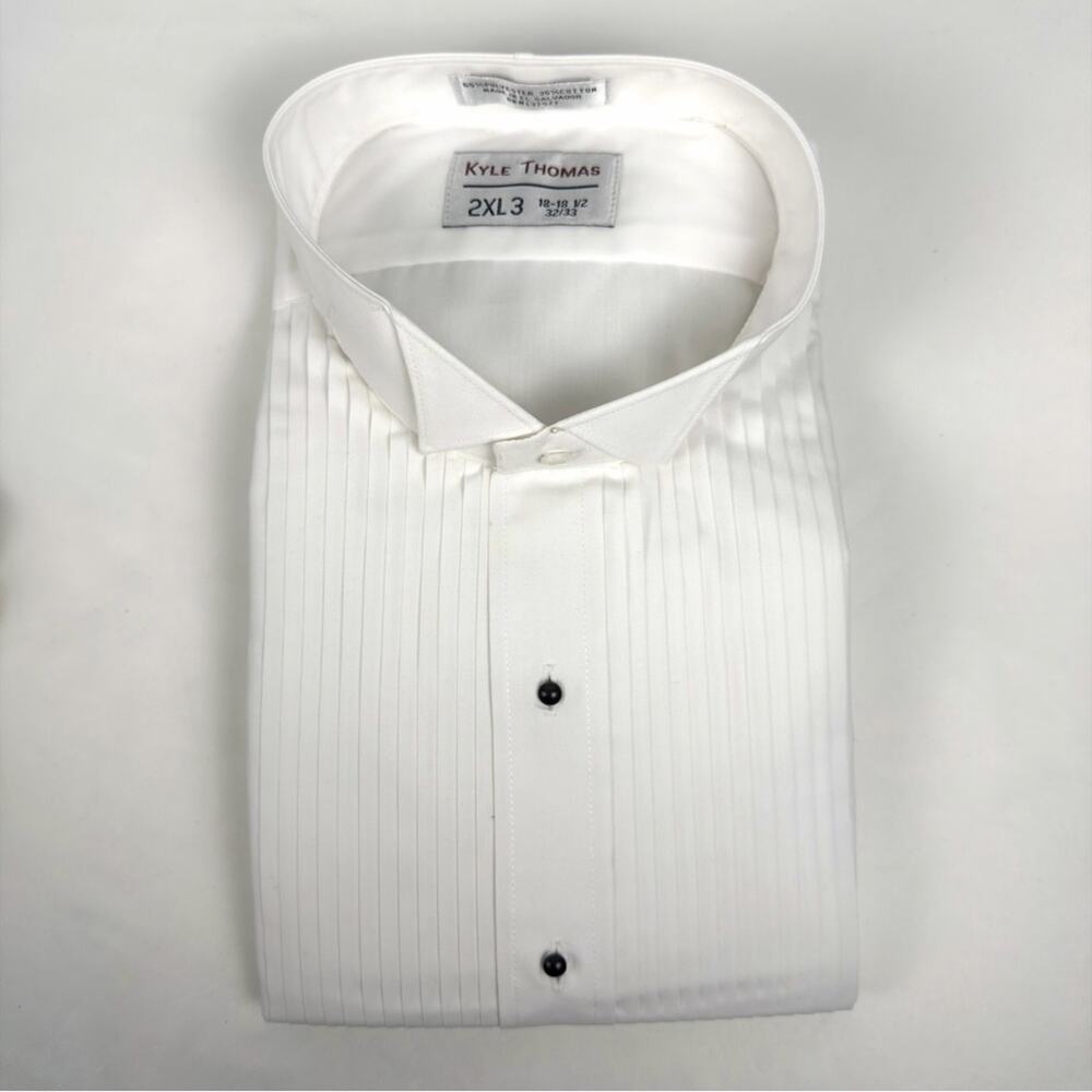 New Kyle Thomas Men’s White Dress Shirt Long Sleeve 2XL3 18-18.5 32/33